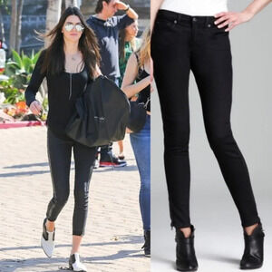 Rag & Bone Coal Black Zipper Tuxedo Skinny Jeans Size 24
